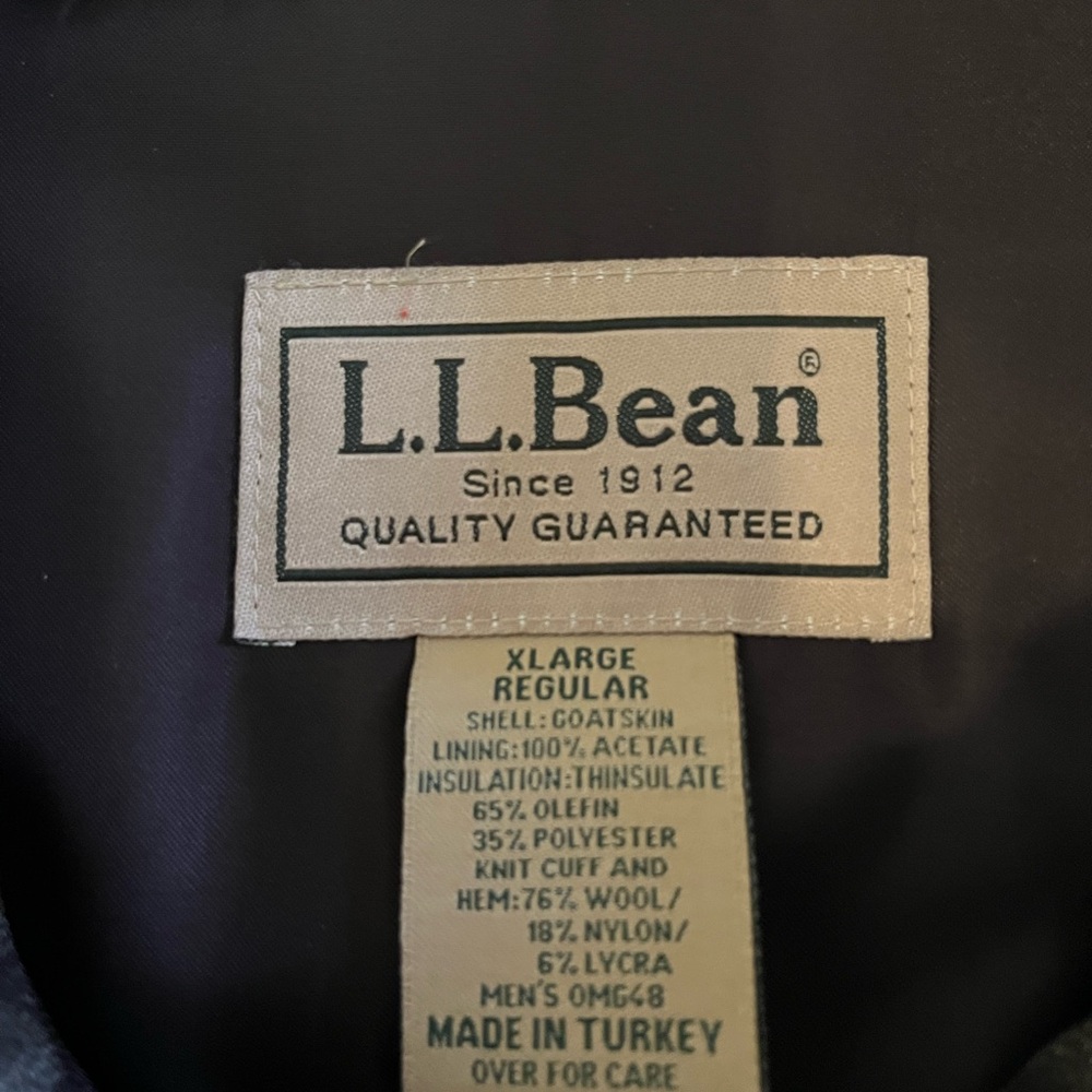 L.L. Bean Men's Rich Brown Leather Bomber Jacket - Picture 3 of 10